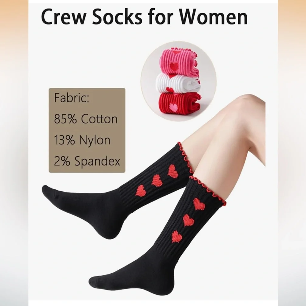 🆕 Slouchy Socks for Women Cotton Boots Scrunch Slouch Crew Socks 3 pairs